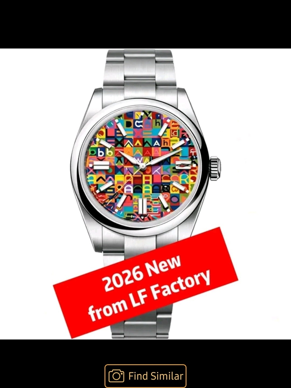 Colorful Geometric Dial Stainless Steel Watch
